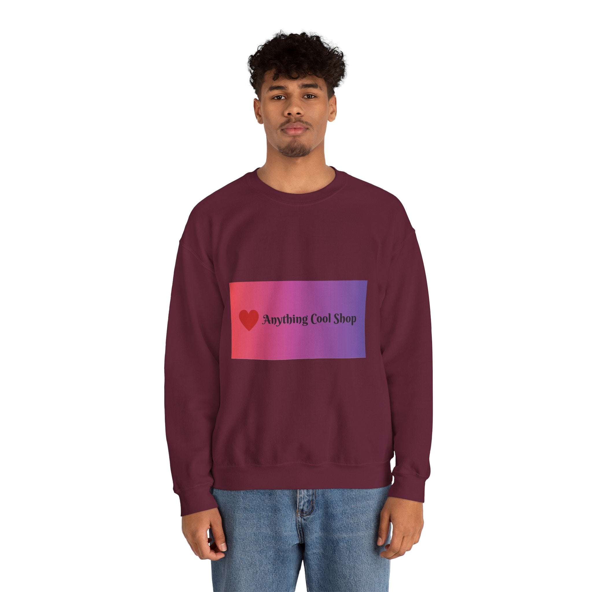 Crewneck Sweatshirt — Gradient Heart Logo "Anything Cool Shop"