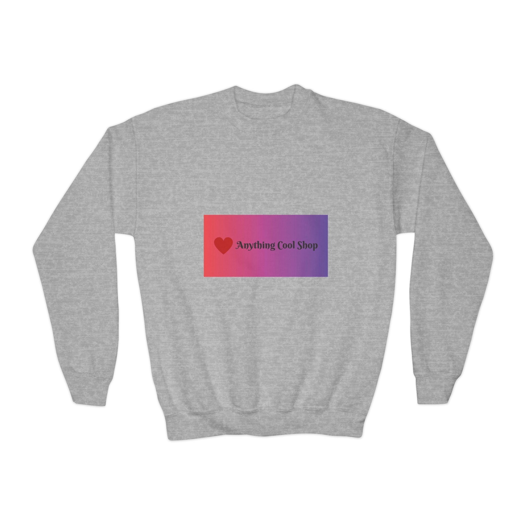 Youth Sweatshirt — “Anything Cool Shop” Gradient Heart Crewneck