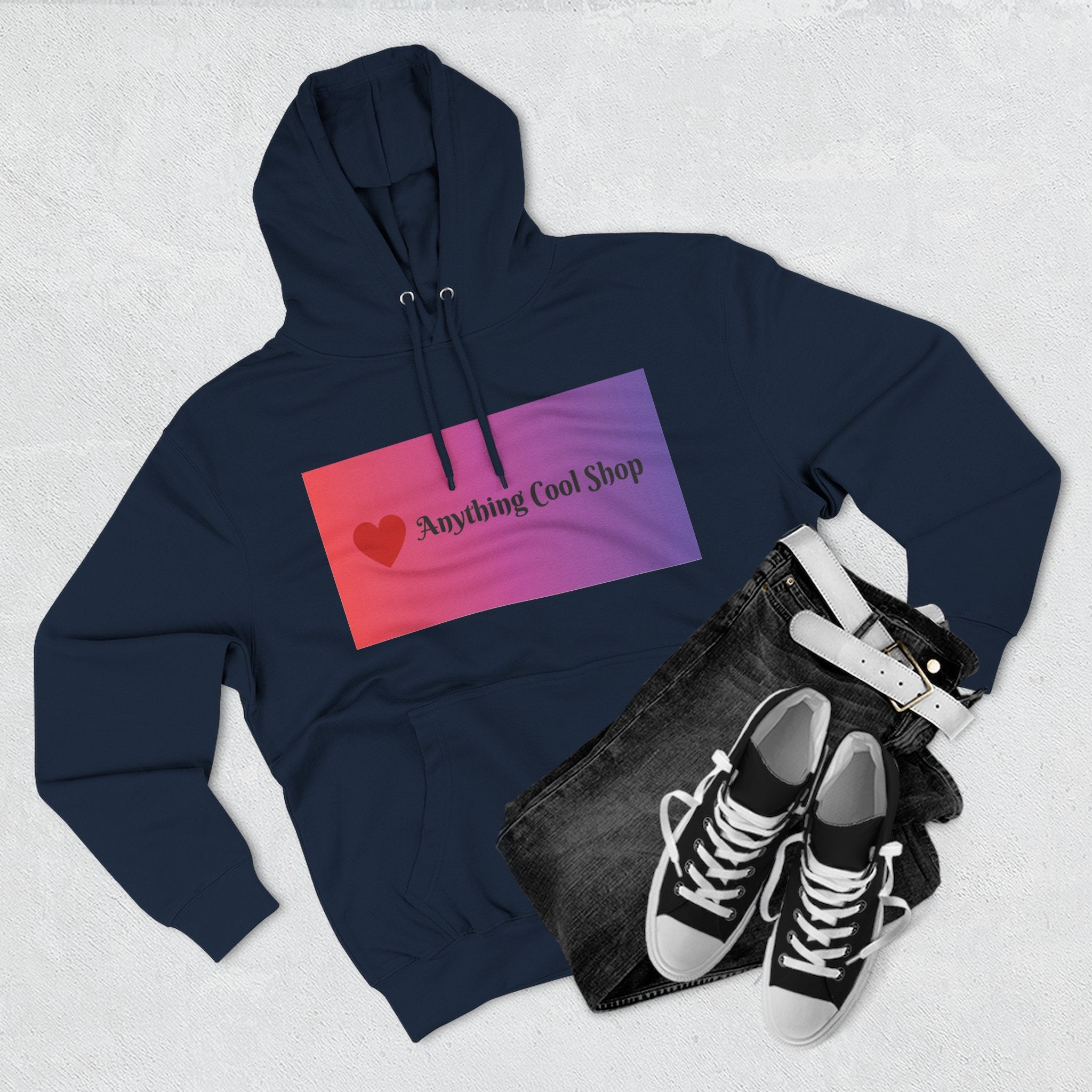 Gradient Heart Logo Hoodie — "Anything Cool Shop" Fleece Pullover
