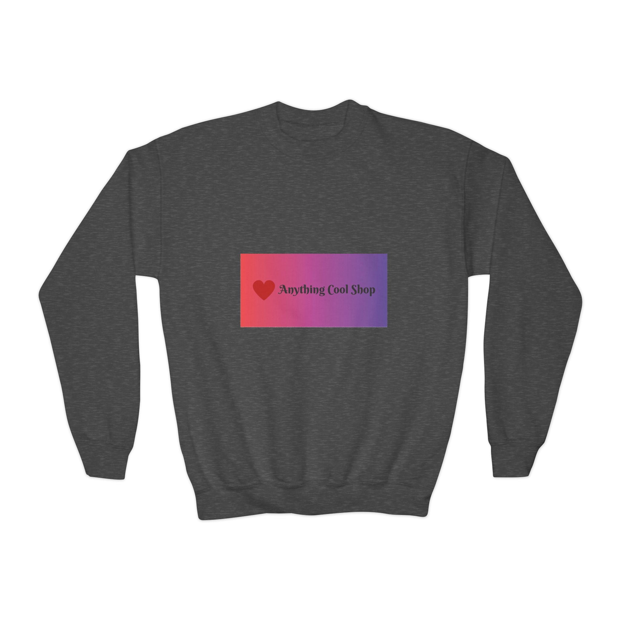 Youth Sweatshirt — “Anything Cool Shop” Gradient Heart Crewneck