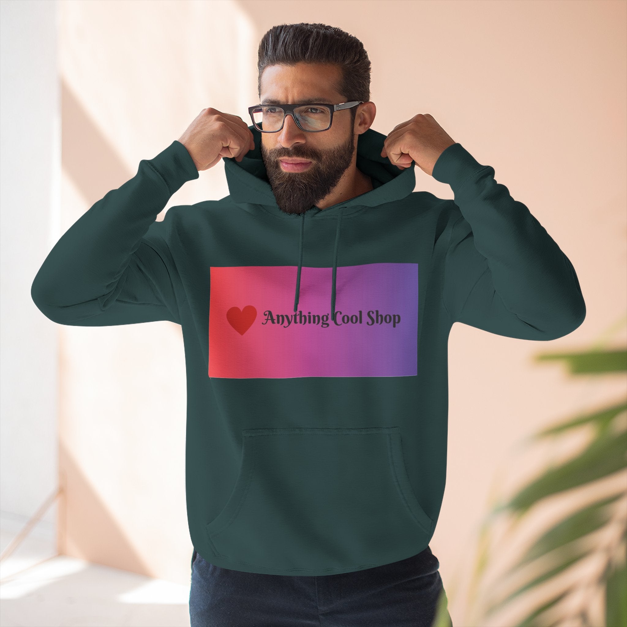 Gradient Heart Logo Hoodie — "Anything Cool Shop" Fleece Pullover