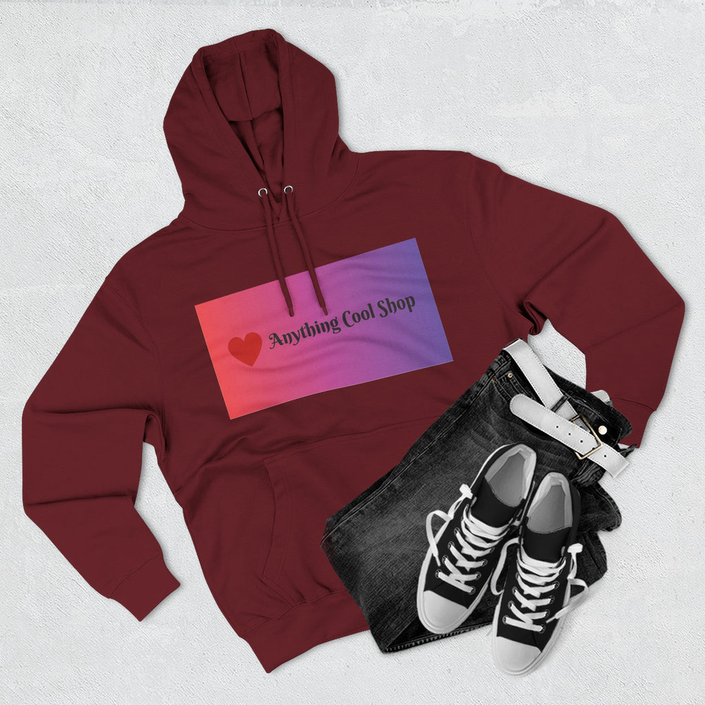 Gradient Heart Logo Hoodie — "Anything Cool Shop" Fleece Pullover