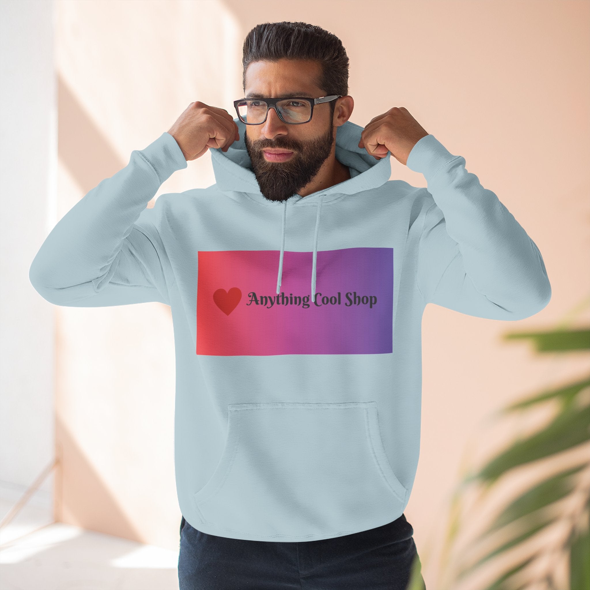 Gradient Heart Logo Hoodie — "Anything Cool Shop" Fleece Pullover