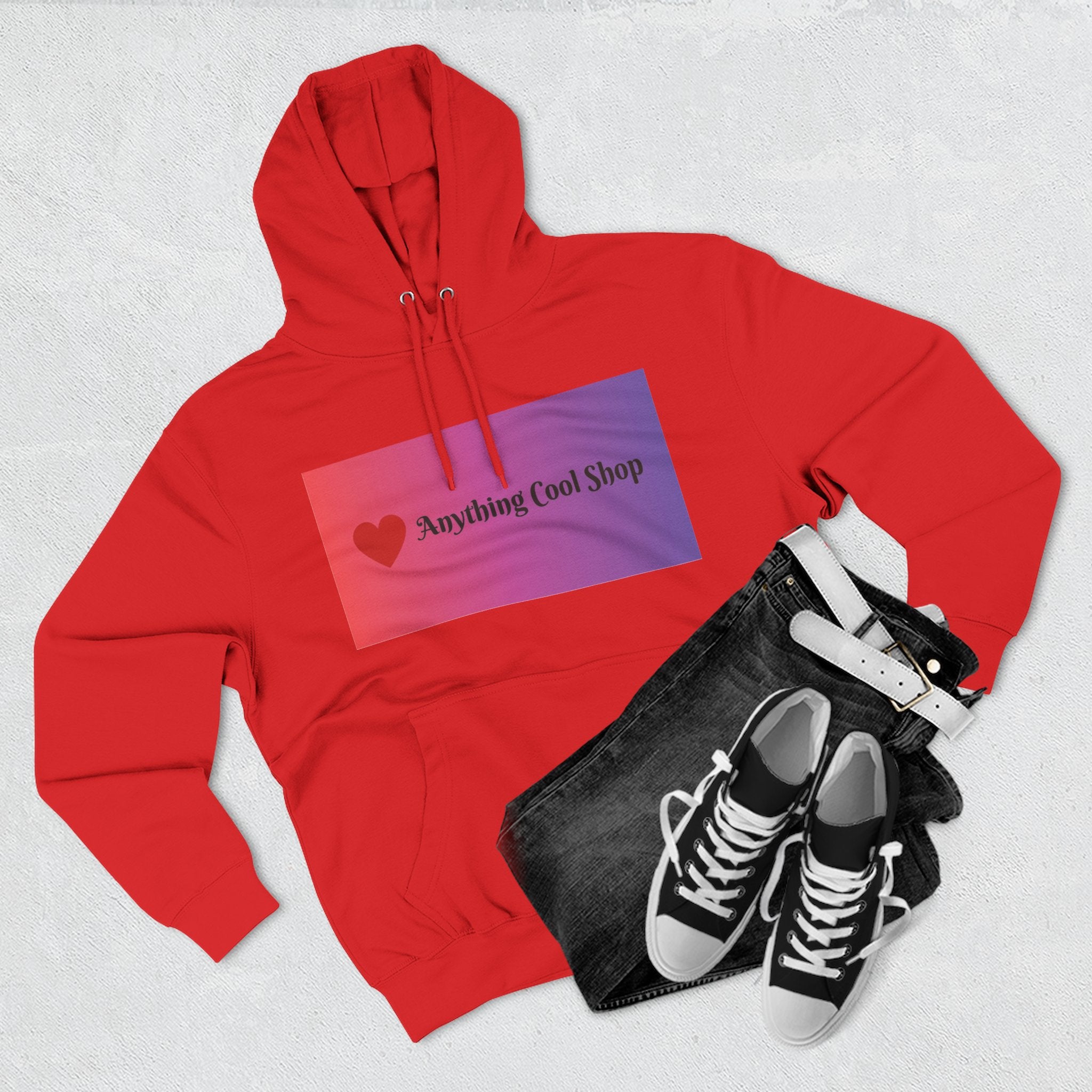 Gradient Heart Logo Hoodie — "Anything Cool Shop" Fleece Pullover