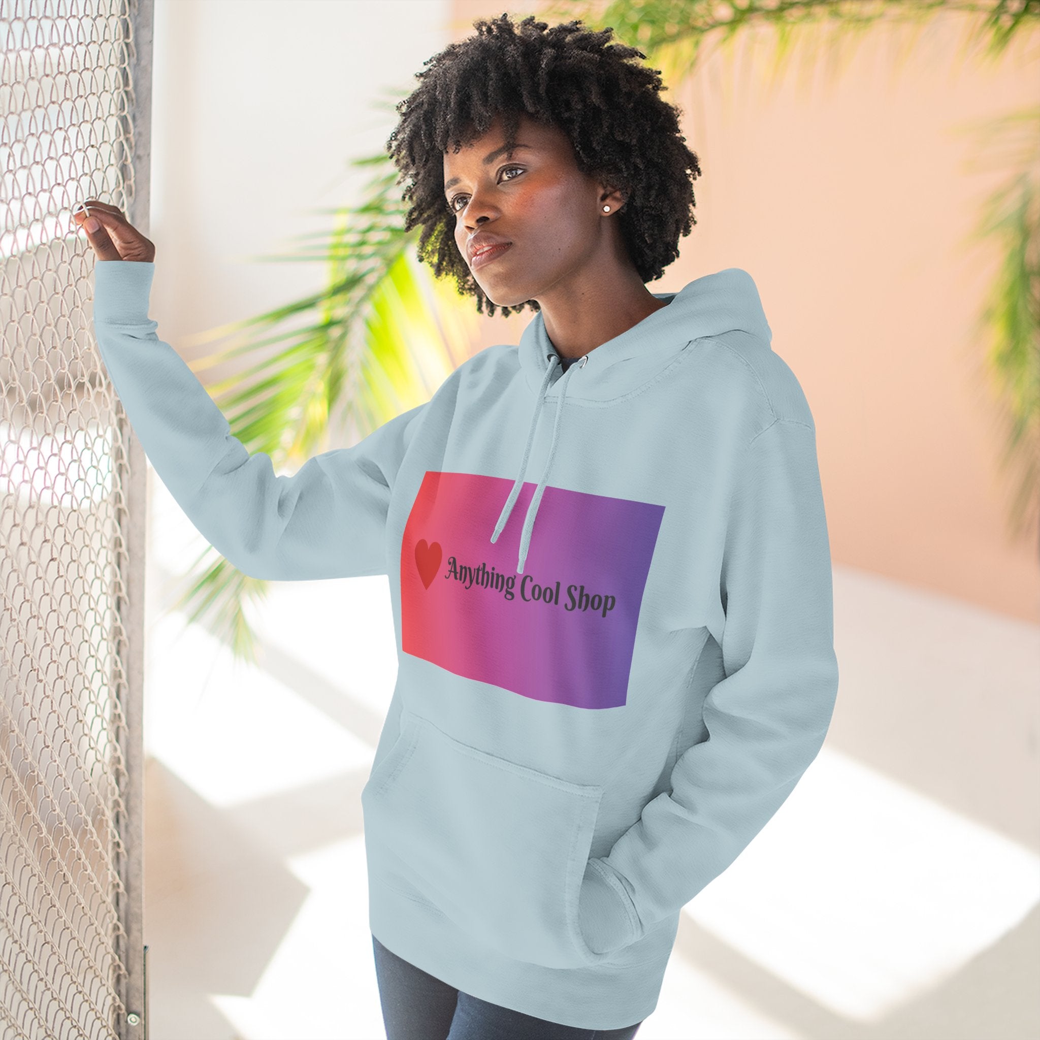 Gradient Heart Logo Hoodie — "Anything Cool Shop" Fleece Pullover