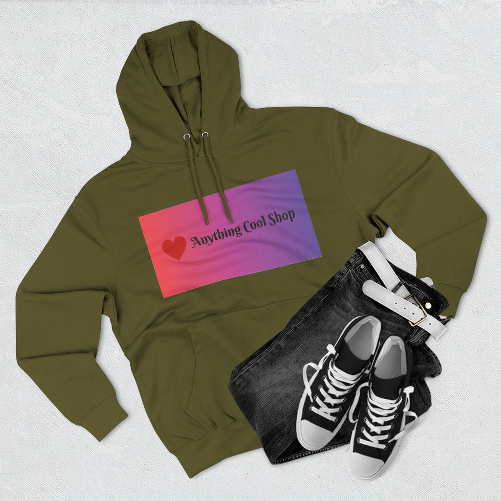 Gradient Heart Logo Hoodie — "Anything Cool Shop" Fleece Pullover