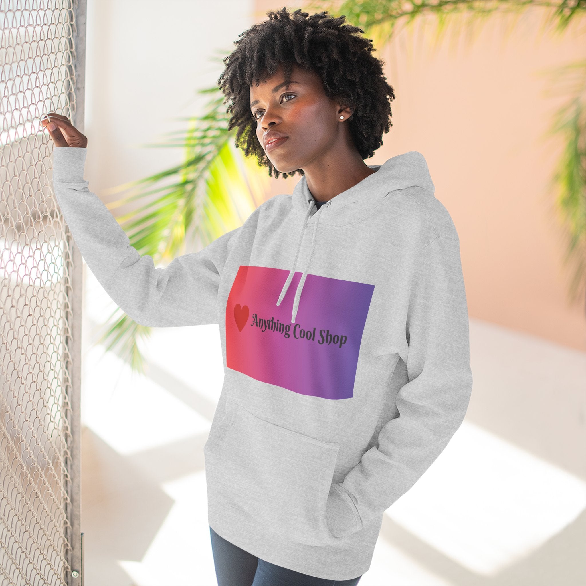 Gradient Heart Logo Hoodie — "Anything Cool Shop" Fleece Pullover