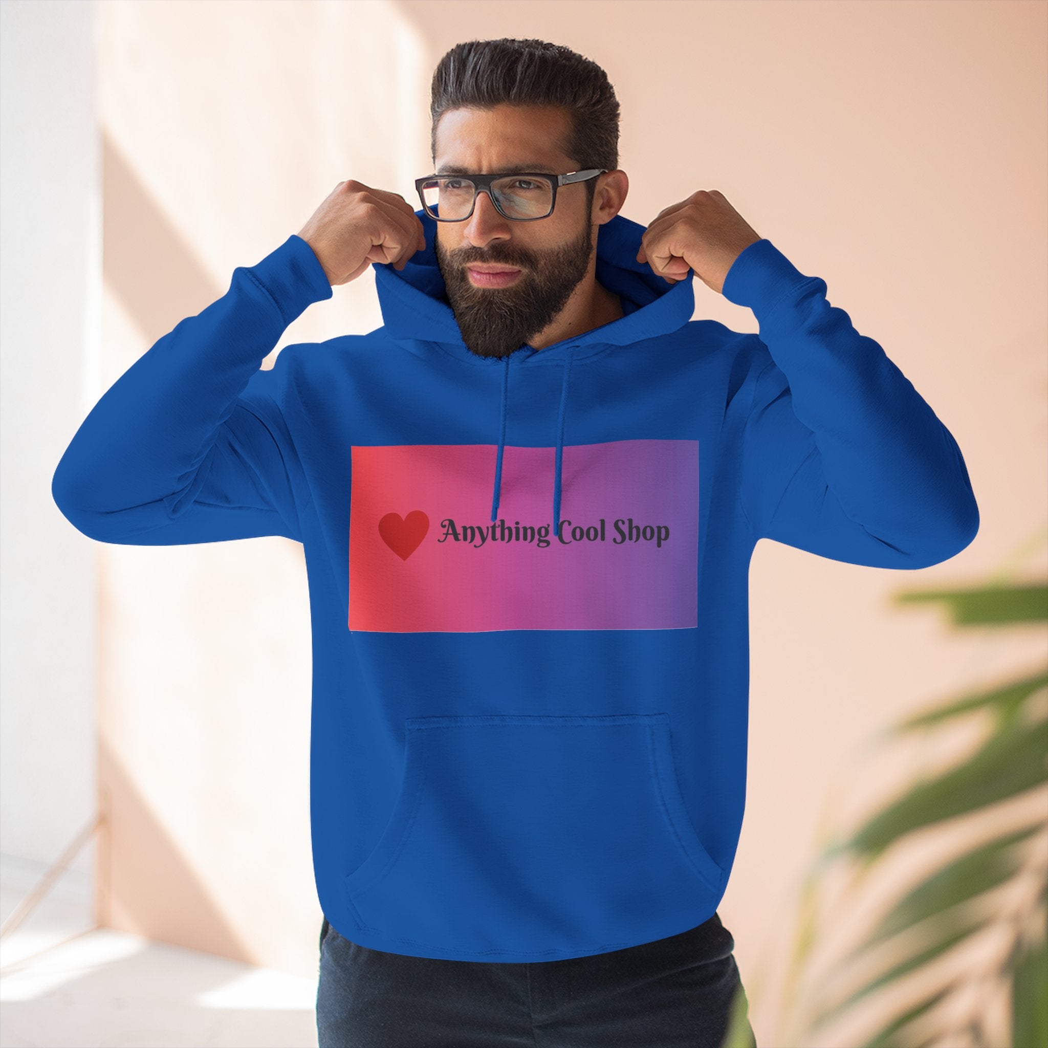 Gradient Heart Logo Hoodie — "Anything Cool Shop" Fleece Pullover