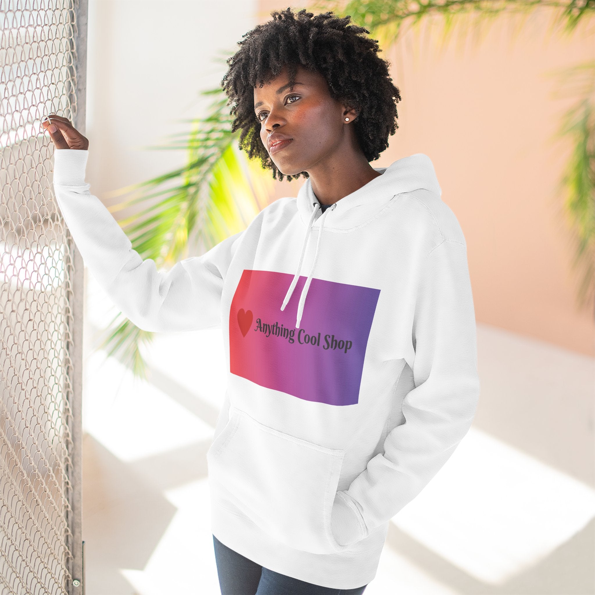 Gradient Heart Logo Hoodie — "Anything Cool Shop" Fleece Pullover