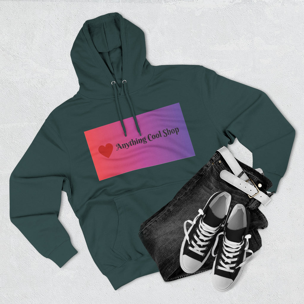 Gradient Heart Logo Hoodie — "Anything Cool Shop" Fleece Pullover