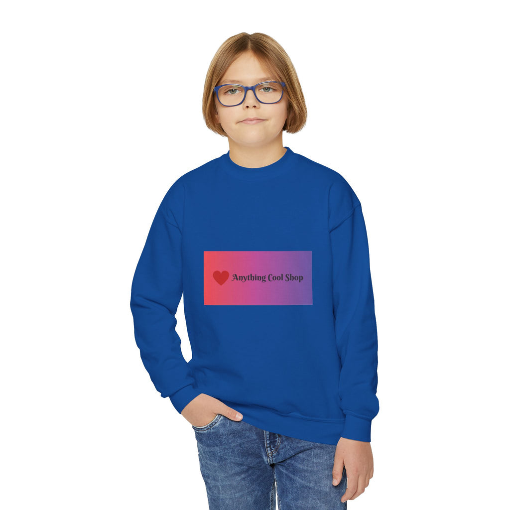 Youth Sweatshirt — “Anything Cool Shop” Gradient Heart Crewneck