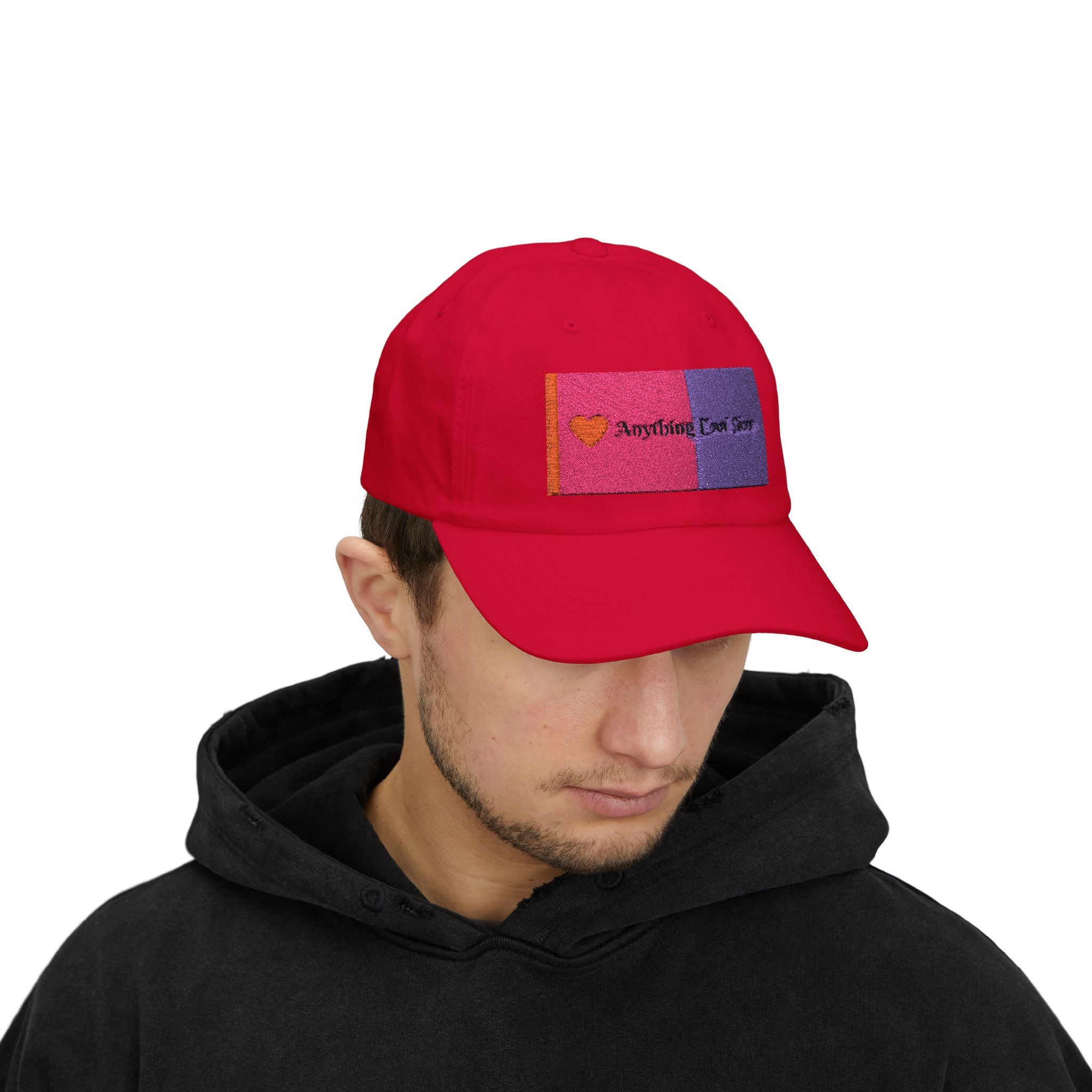 Dad Cap — Pink & Purple Heart Patch Embroidered "Anything Cool Stuff"
