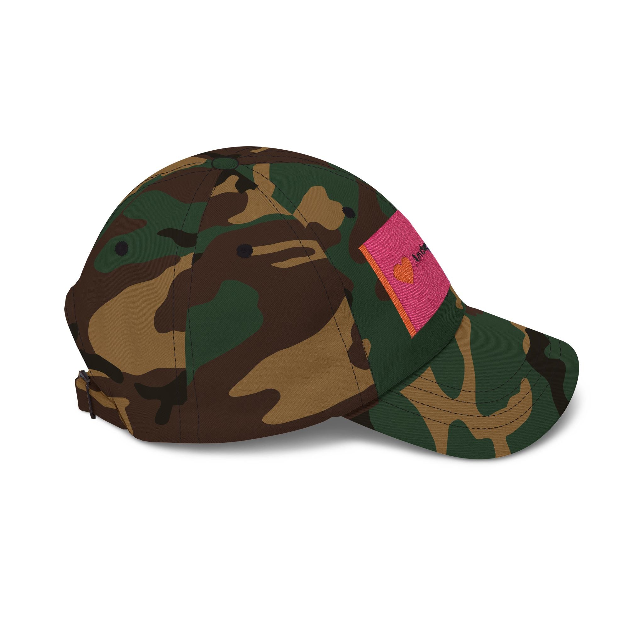 Dad Cap — Pink & Purple Heart Patch Embroidered "Anything Cool Stuff"