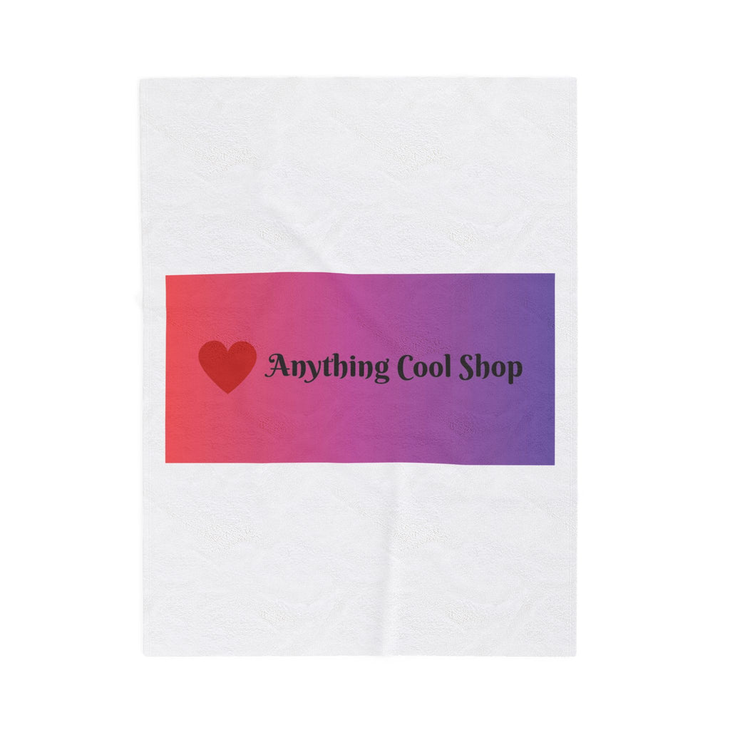Velveteen Plush Blanket - Gradient Heart Logo "Anything Cool Shop" Cozy Throw