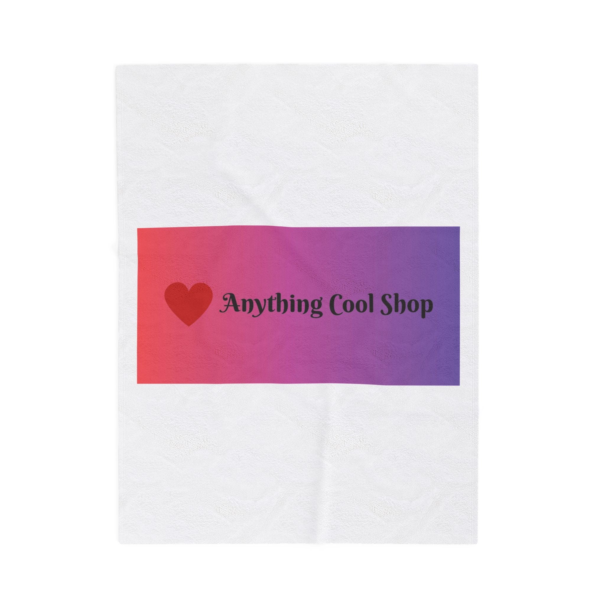 Velveteen Plush Blanket - Gradient Heart Logo "Anything Cool Shop" Cozy Throw