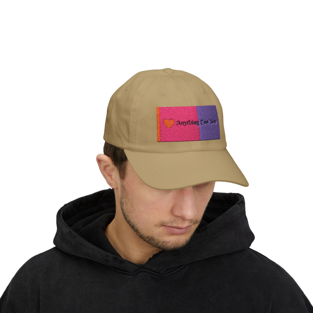 Dad Cap — Pink & Purple Heart Patch Embroidered "Anything Cool Stuff"