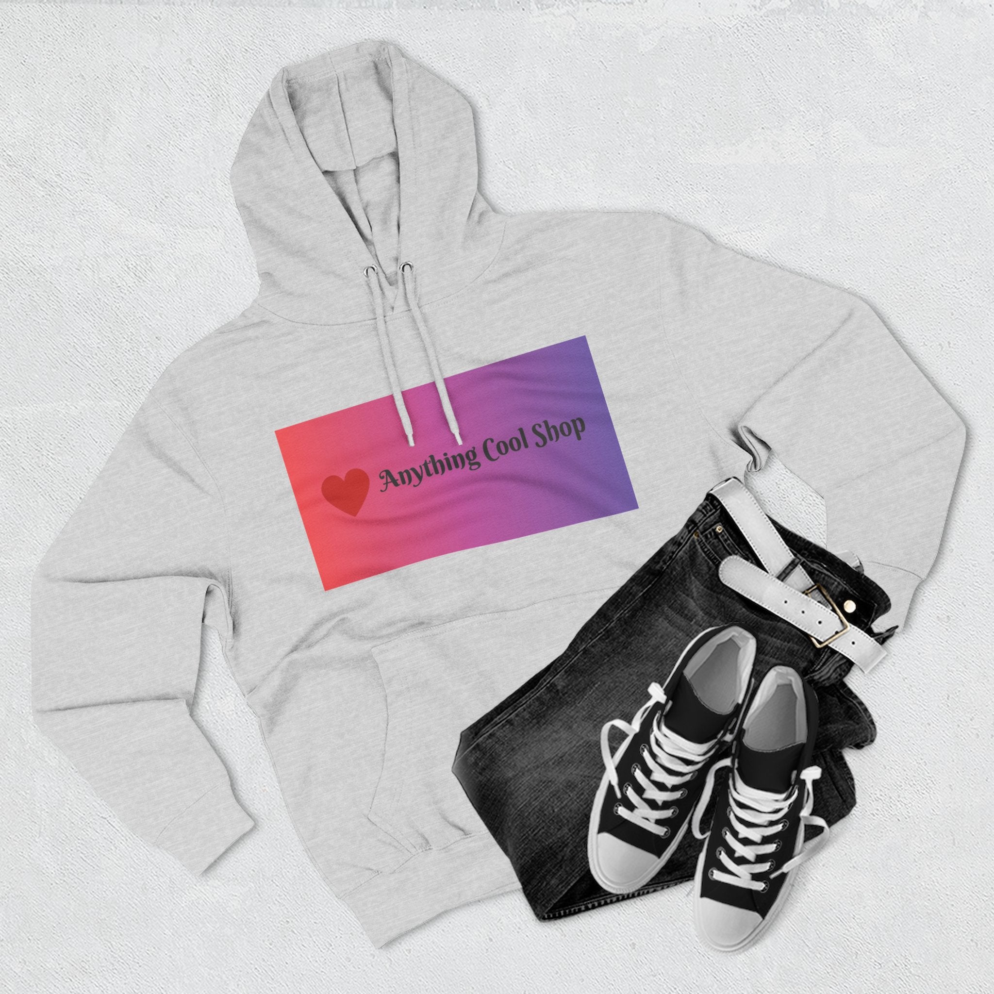 Gradient Heart Logo Hoodie — "Anything Cool Shop" Fleece Pullover