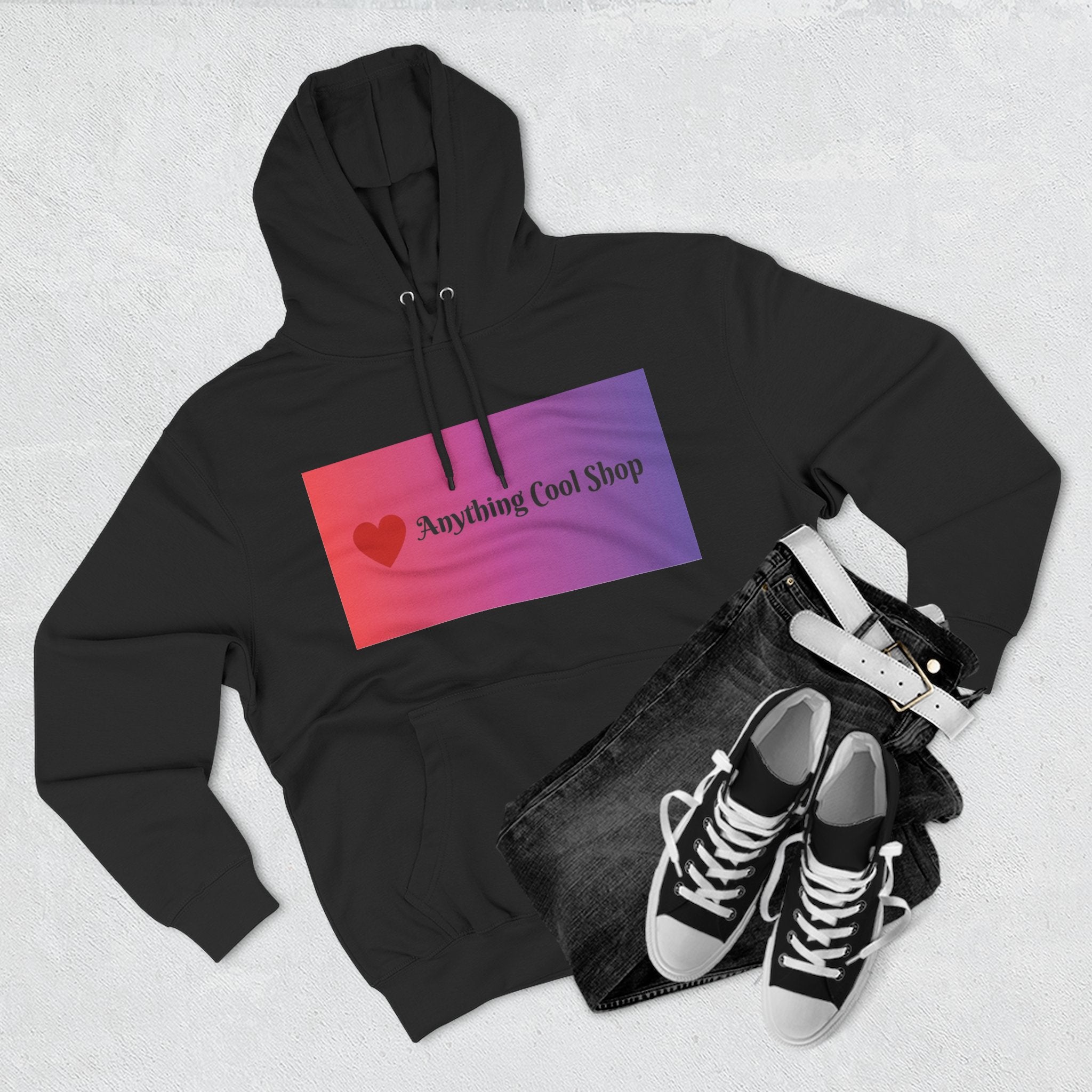 Gradient Heart Logo Hoodie — "Anything Cool Shop" Fleece Pullover