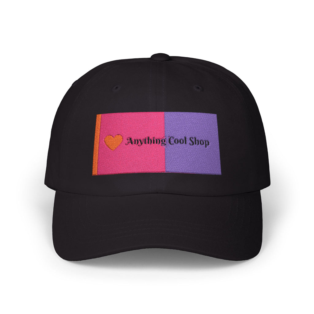 Dad Cap — Pink & Purple Heart Patch Embroidered "Anything Cool Stuff"