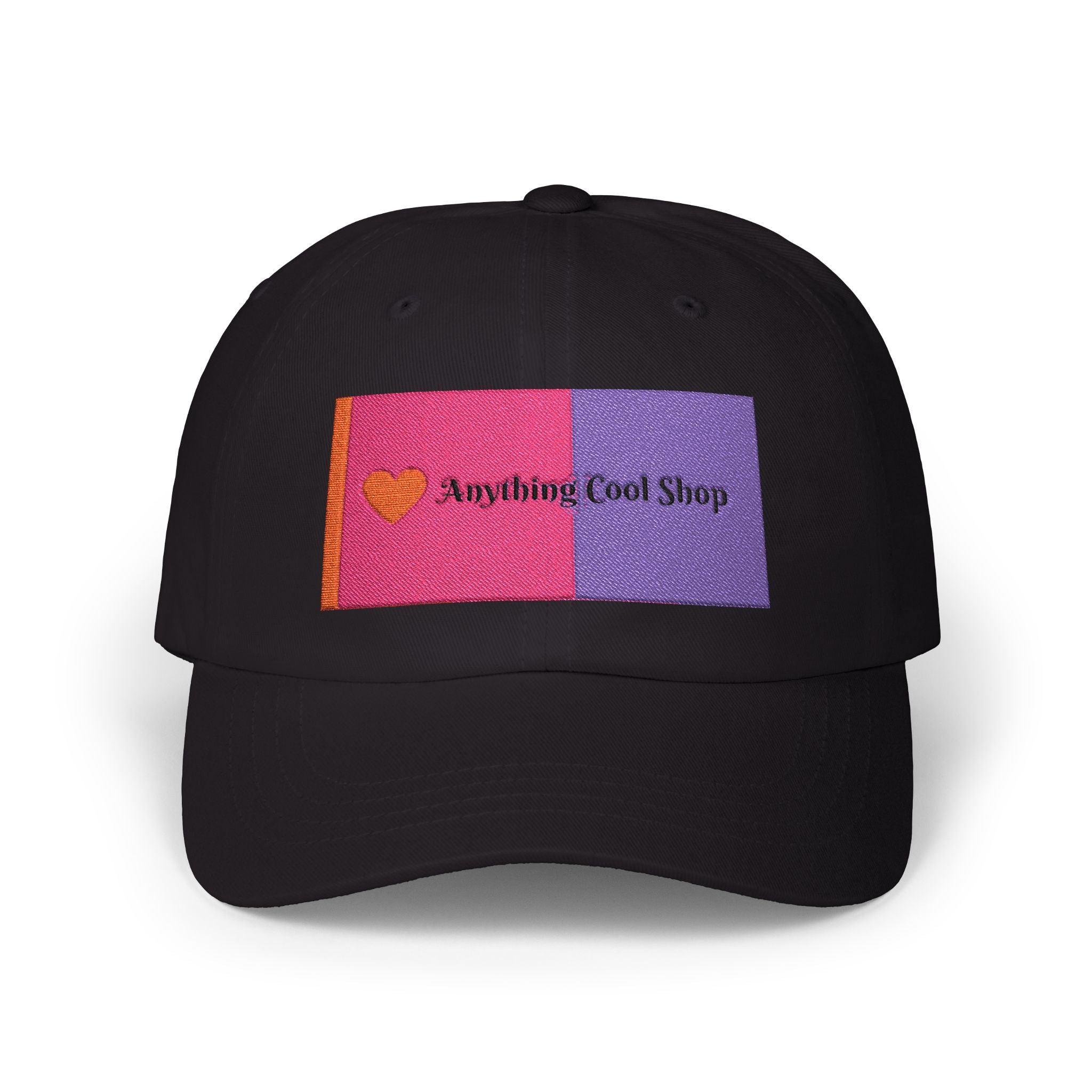 Dad Cap — Pink & Purple Heart Patch Embroidered "Anything Cool Stuff"
