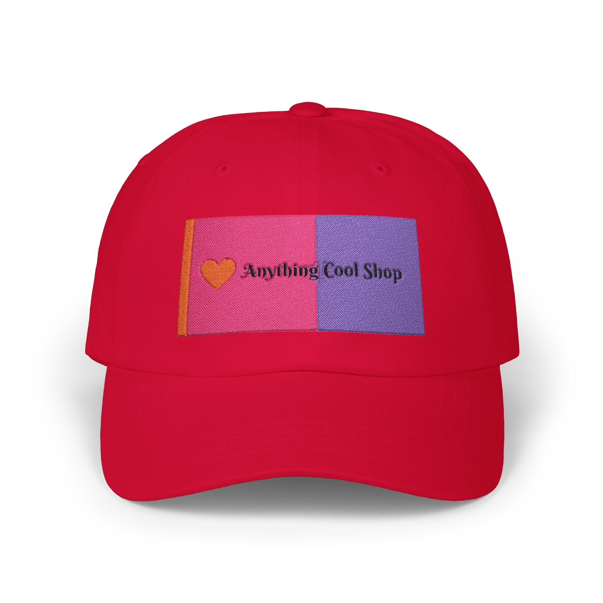 Dad Cap — Pink & Purple Heart Patch Embroidered "Anything Cool Stuff"