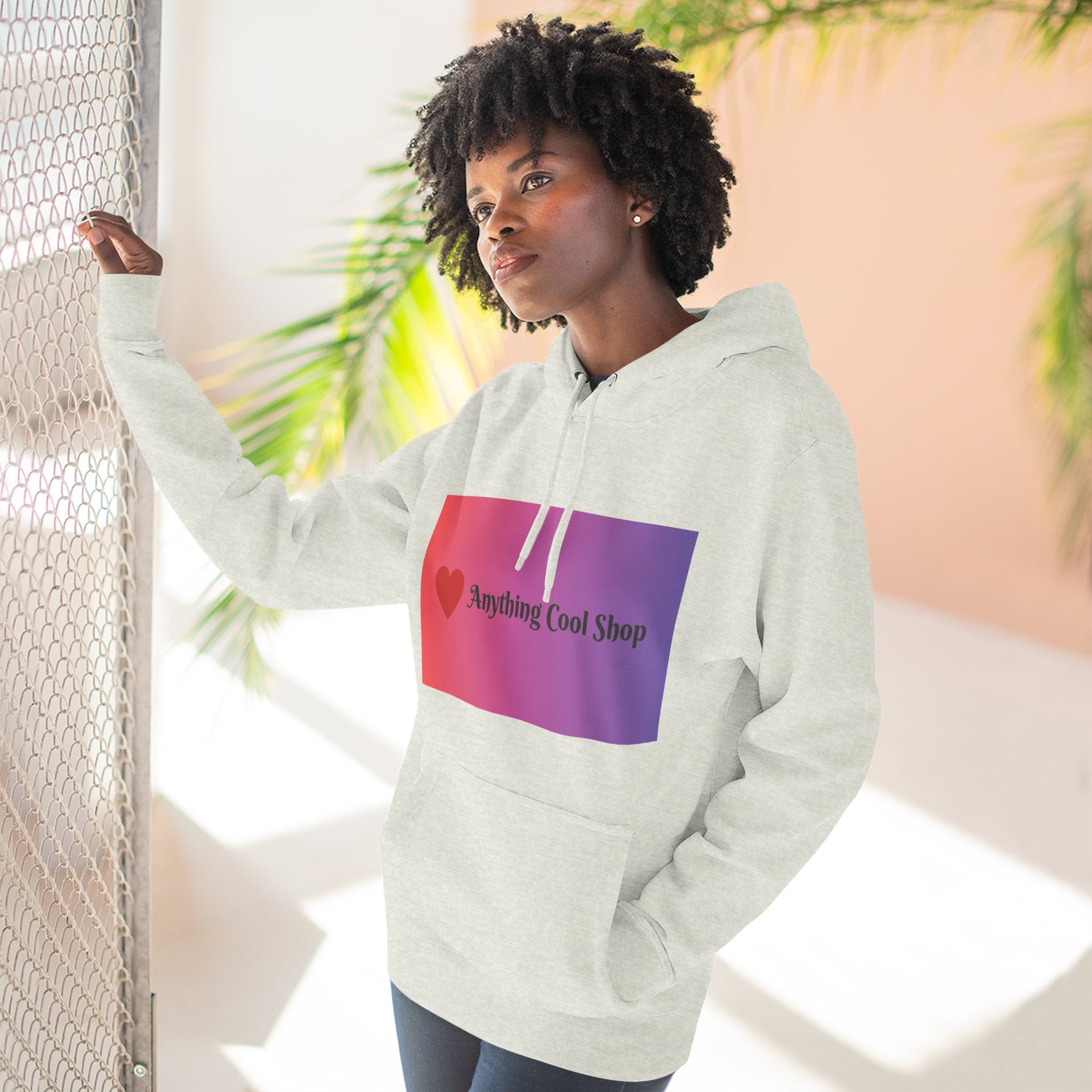 Gradient Heart Logo Hoodie — "Anything Cool Shop" Fleece Pullover