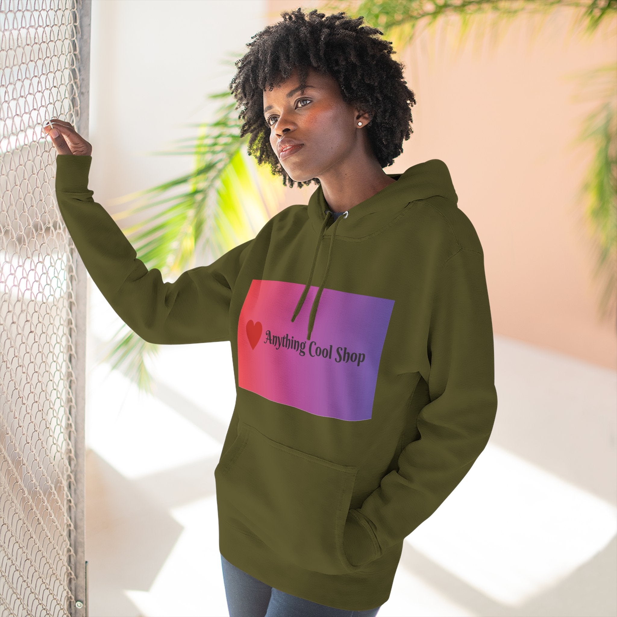 Gradient Heart Logo Hoodie — "Anything Cool Shop" Fleece Pullover