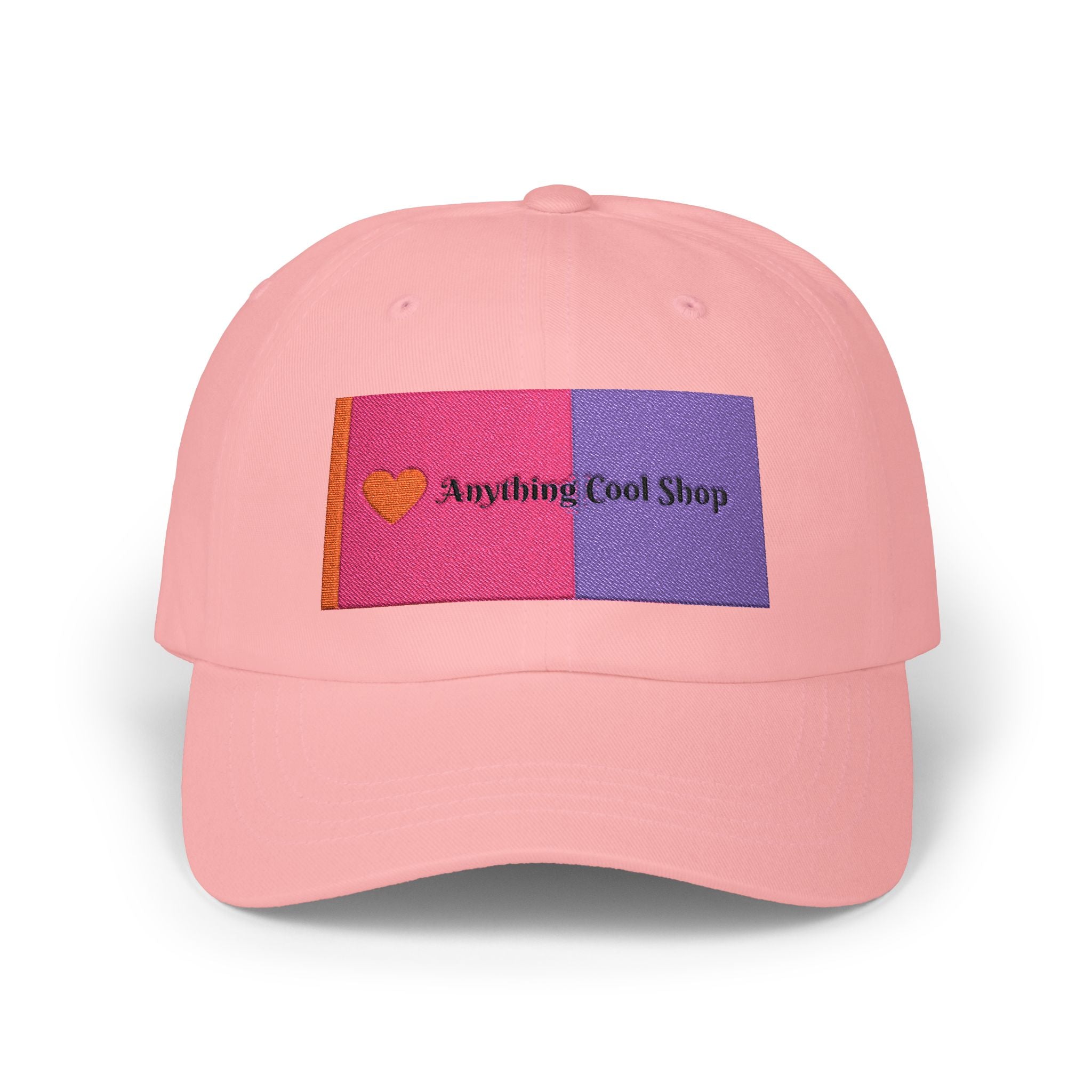 Dad Cap — Pink & Purple Heart Patch Embroidered "Anything Cool Stuff"
