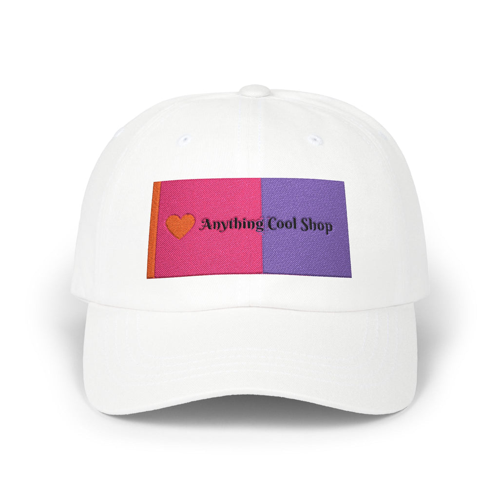 Dad Cap — Pink & Purple Heart Patch Embroidered "Anything Cool Stuff"