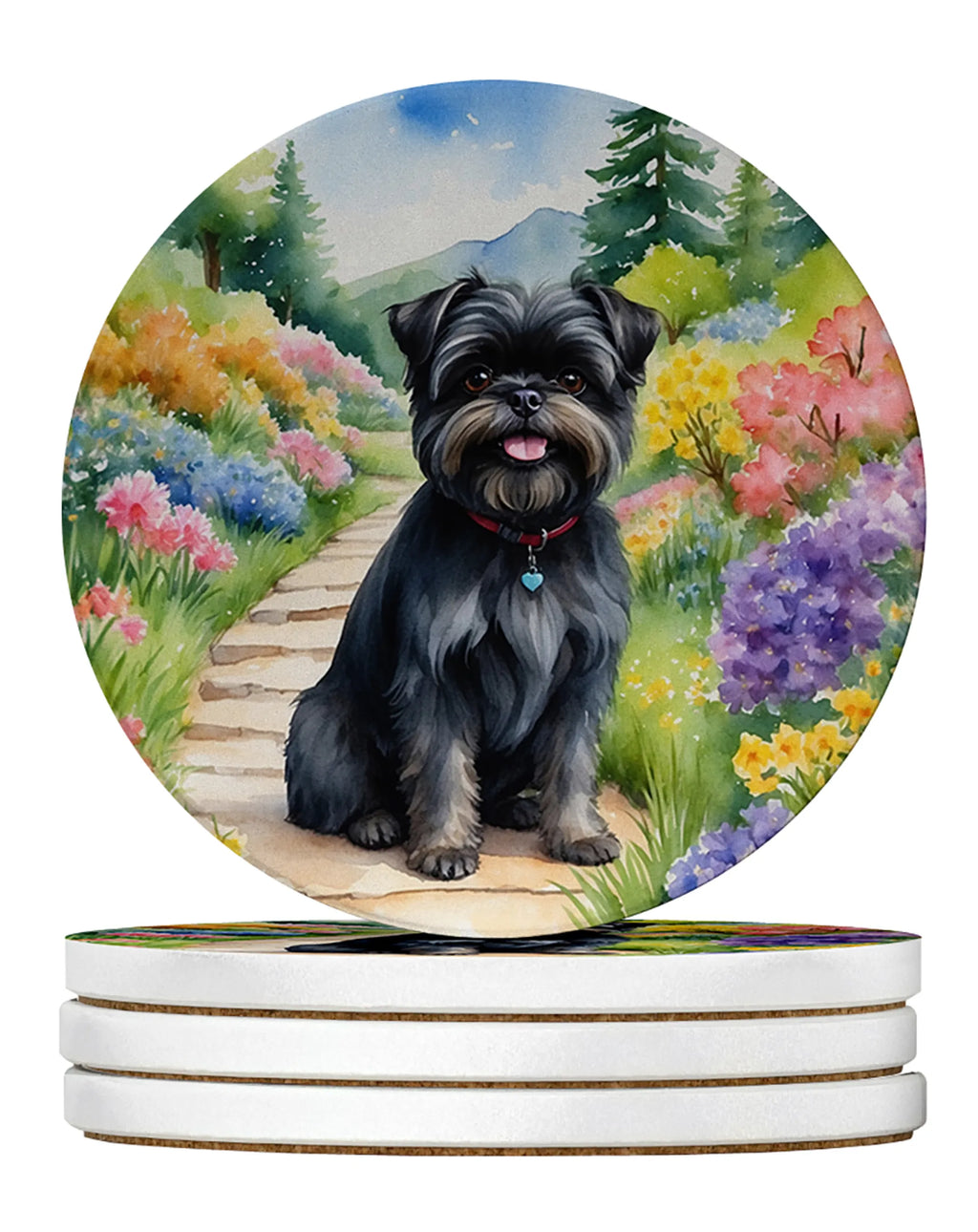 Spring Path Large Sandstone Coasters - Pack of 4 High-Quality Coasters