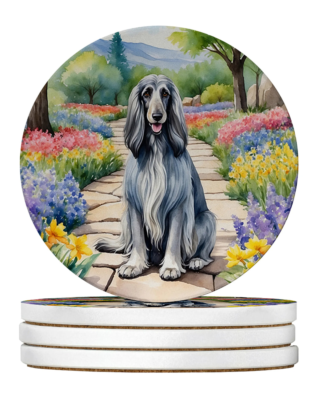 Spring Path Large Sandstone Coasters - Pack of 4 High-Quality Coasters
