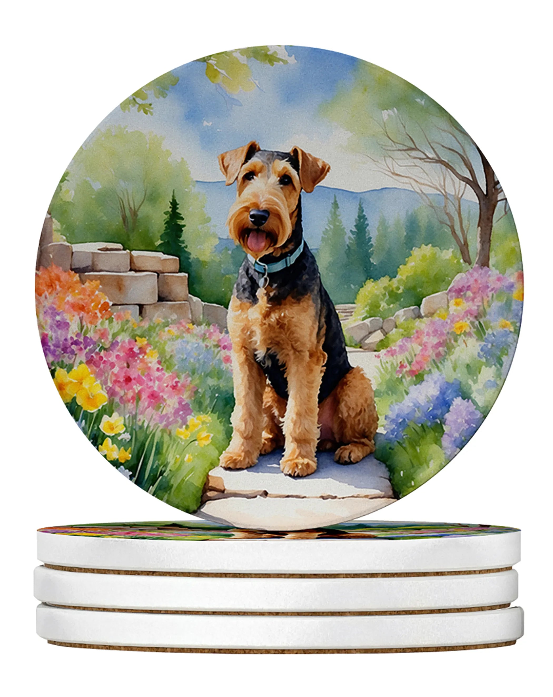 Spring Path Large Sandstone Coasters - Pack of 4 High-Quality Coasters