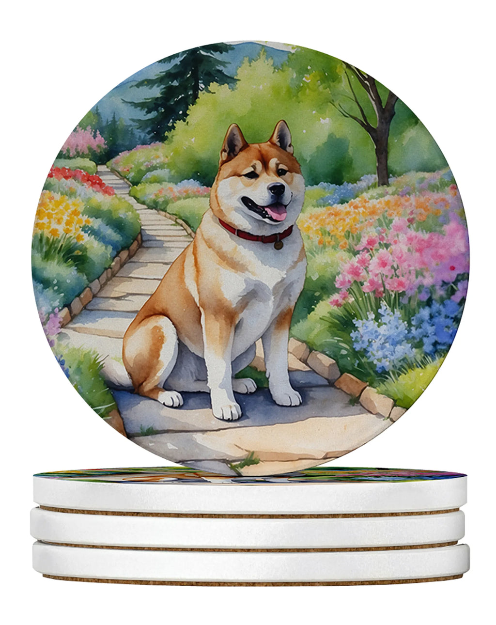 Spring Path Large Sandstone Coasters - Pack of 4 High-Quality Coasters