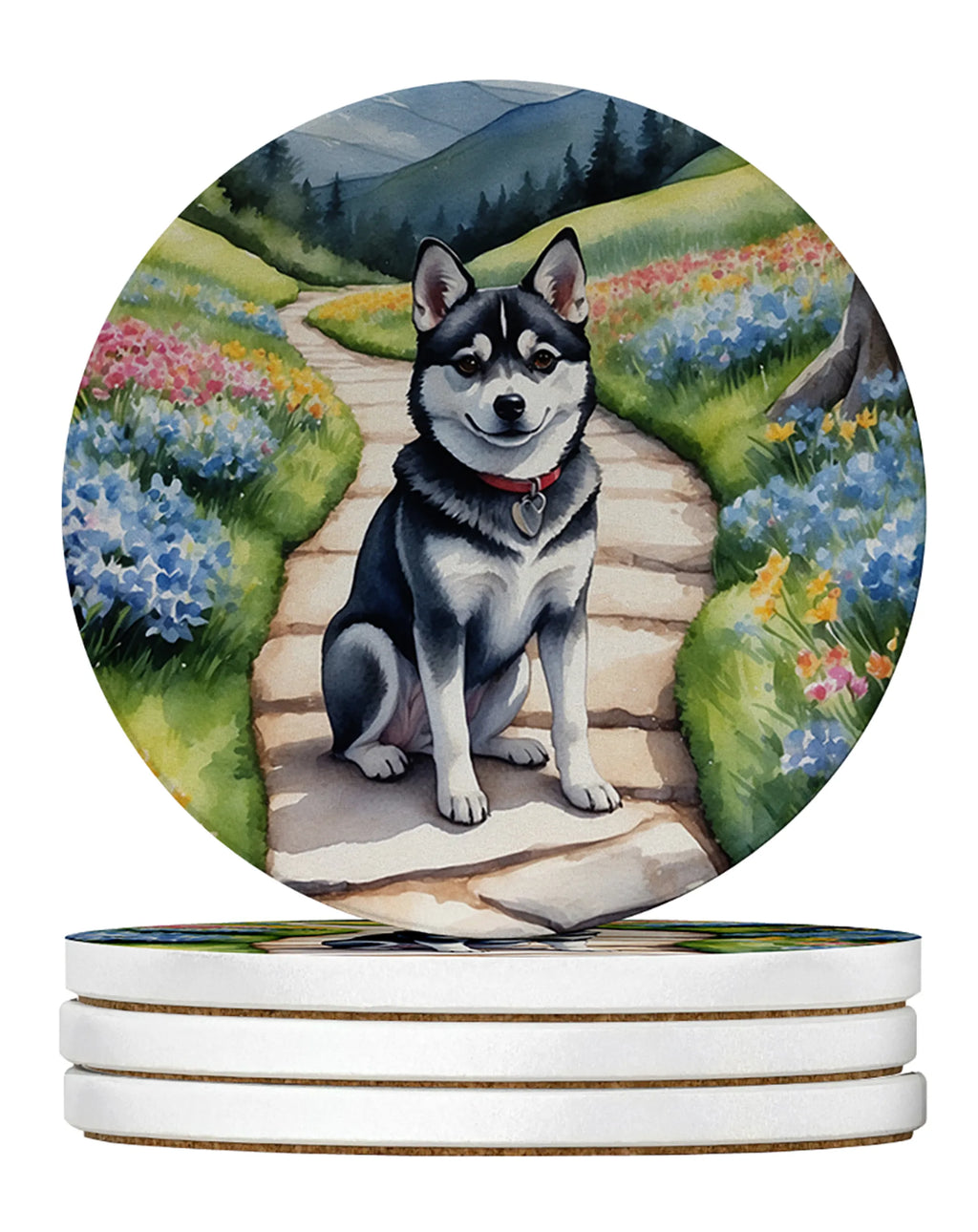 Spring Path Large Sandstone Coasters - Pack of 4 High-Quality Coasters