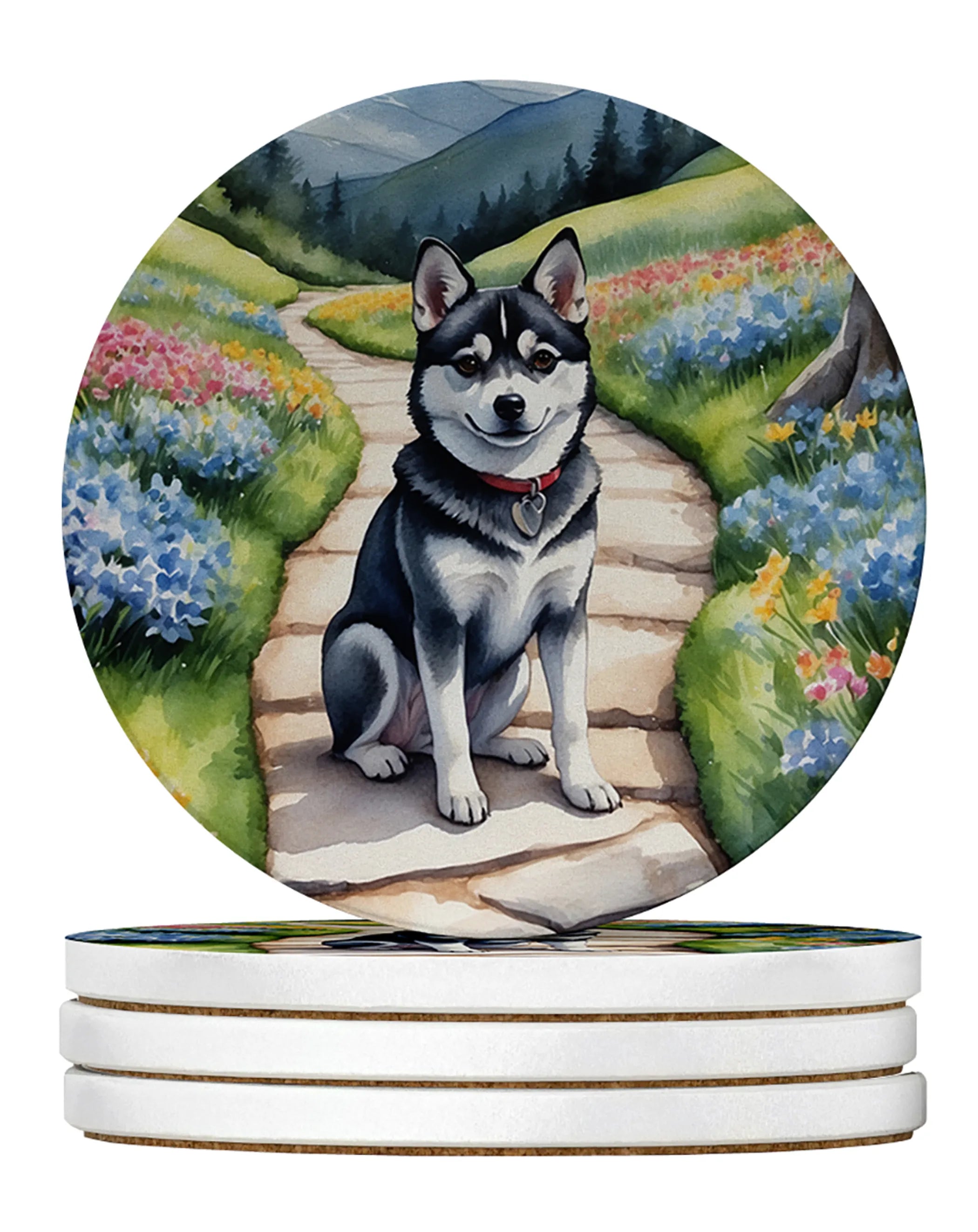 Spring Path Large Sandstone Coasters - Pack of 4 High-Quality Coasters