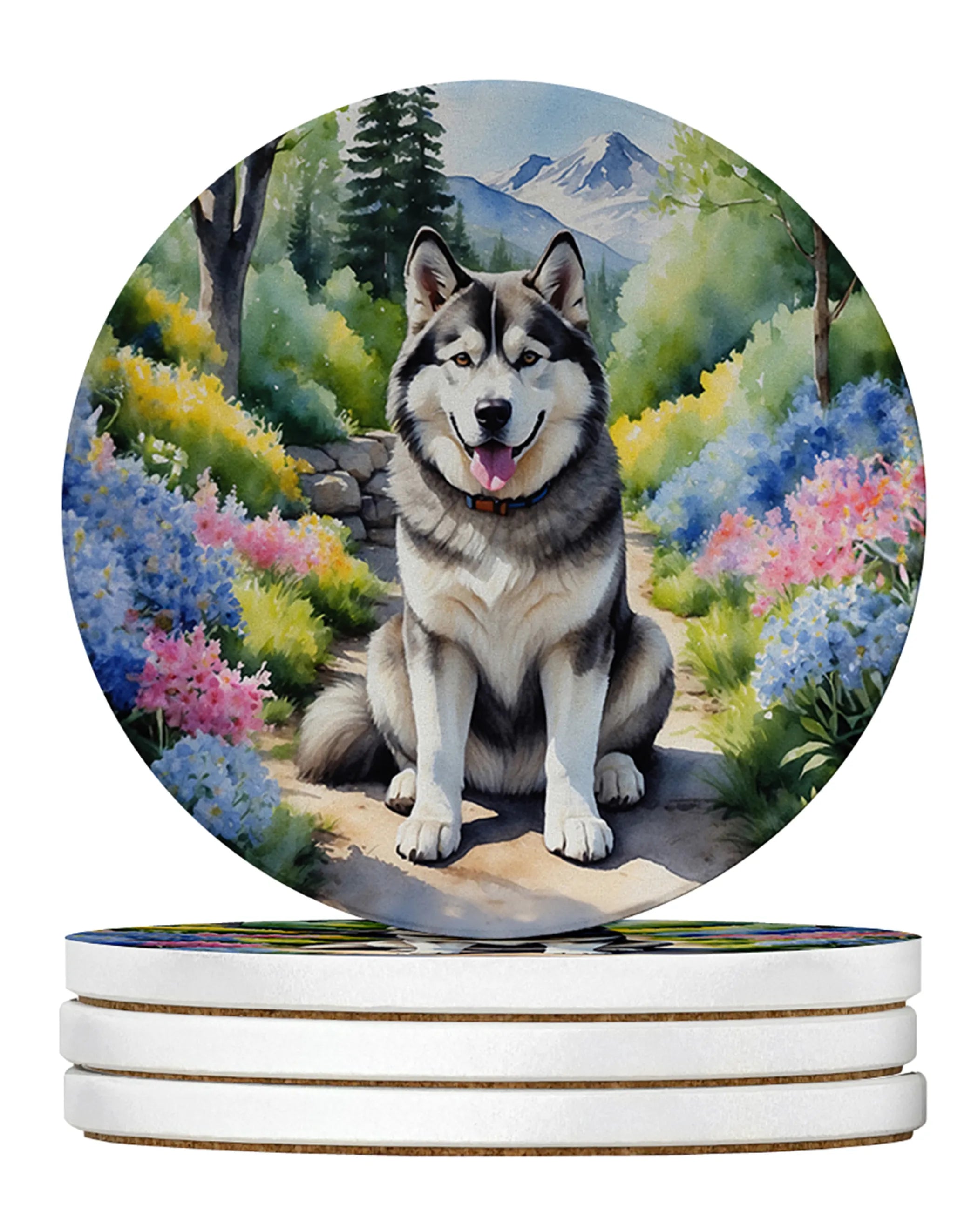 Spring Path Large Sandstone Coasters - Pack of 4 High-Quality Coasters