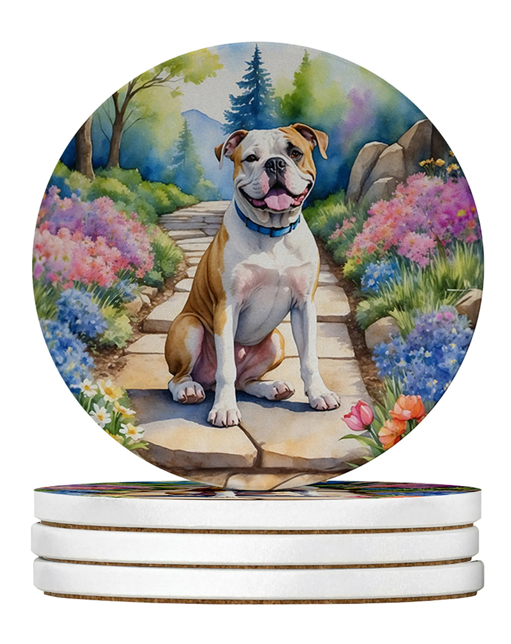 Spring Path Large Sandstone Coasters - Pack of 4 High-Quality Coasters