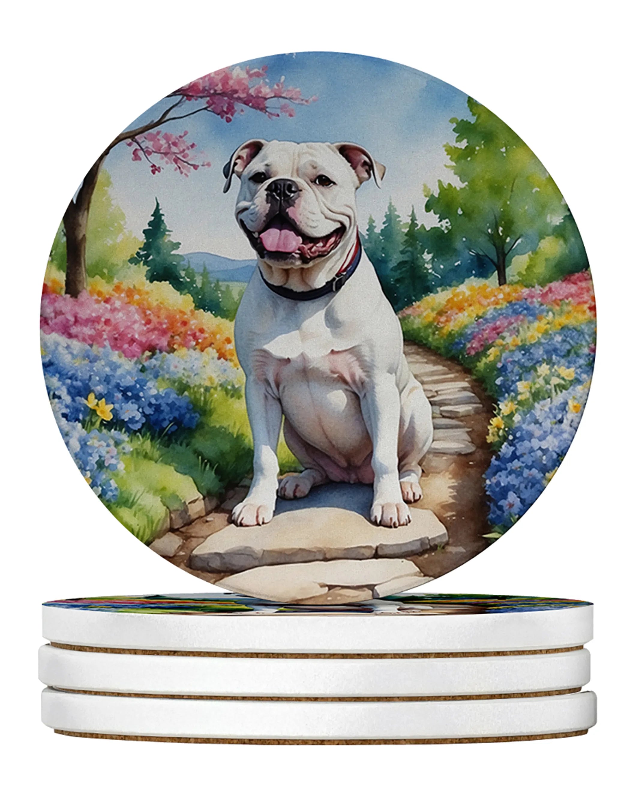 Spring Path Large Sandstone Coasters - Pack of 4 High-Quality Coasters
