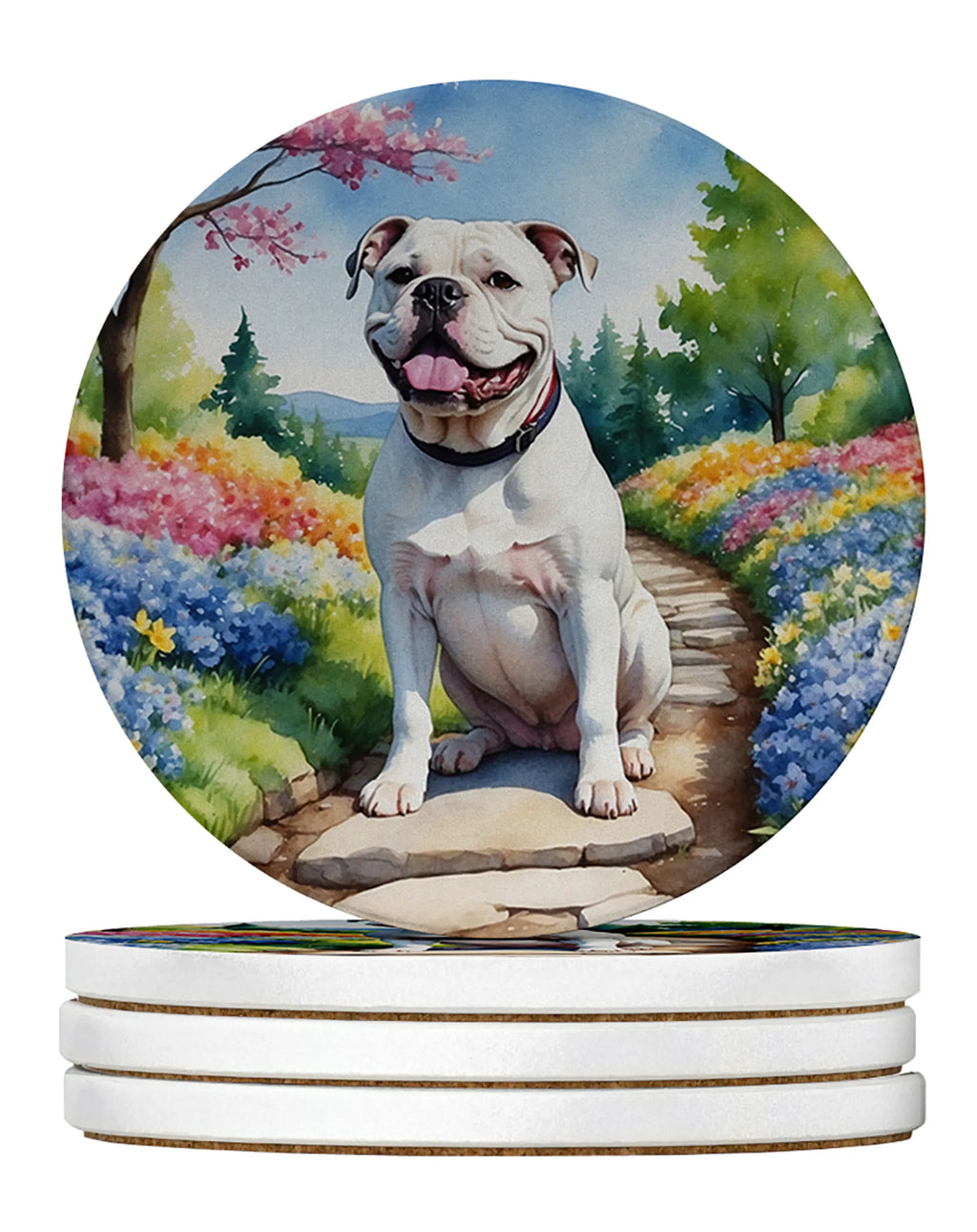 Spring Path Large Sandstone Coasters - Pack of 4 High-Quality Coasters