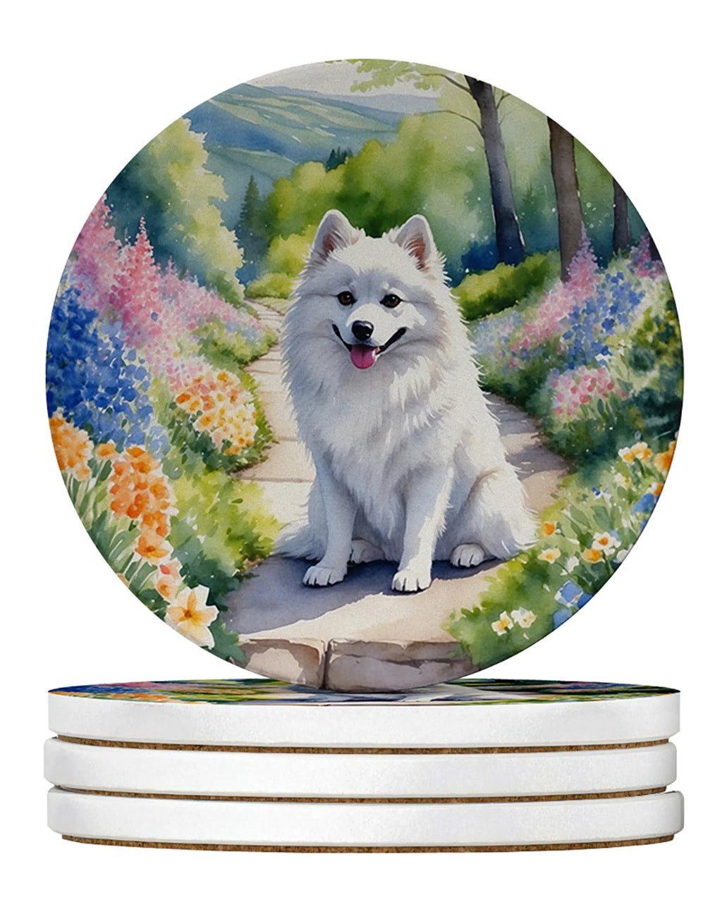 Spring Path Large Sandstone Coasters - Pack of 4 High-Quality Coasters