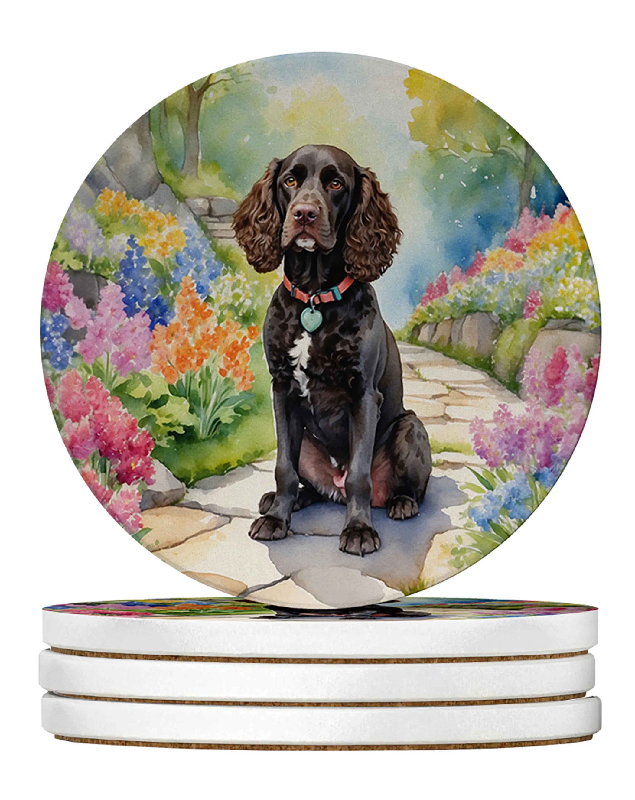 Spring Path Large Sandstone Coasters - Pack of 4 High-Quality Coasters