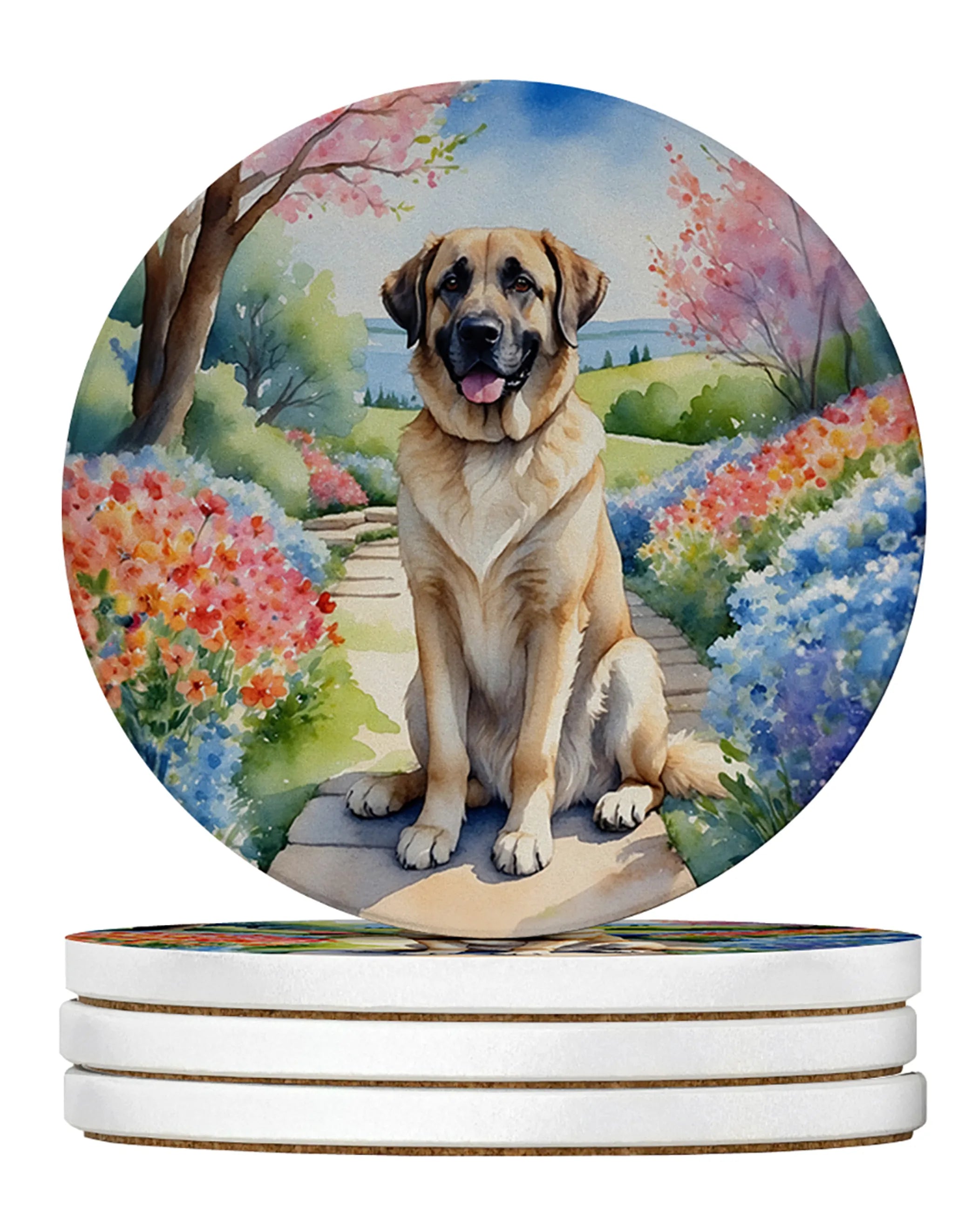 Spring Path Large Sandstone Coasters - Pack of 4 High-Quality Coasters