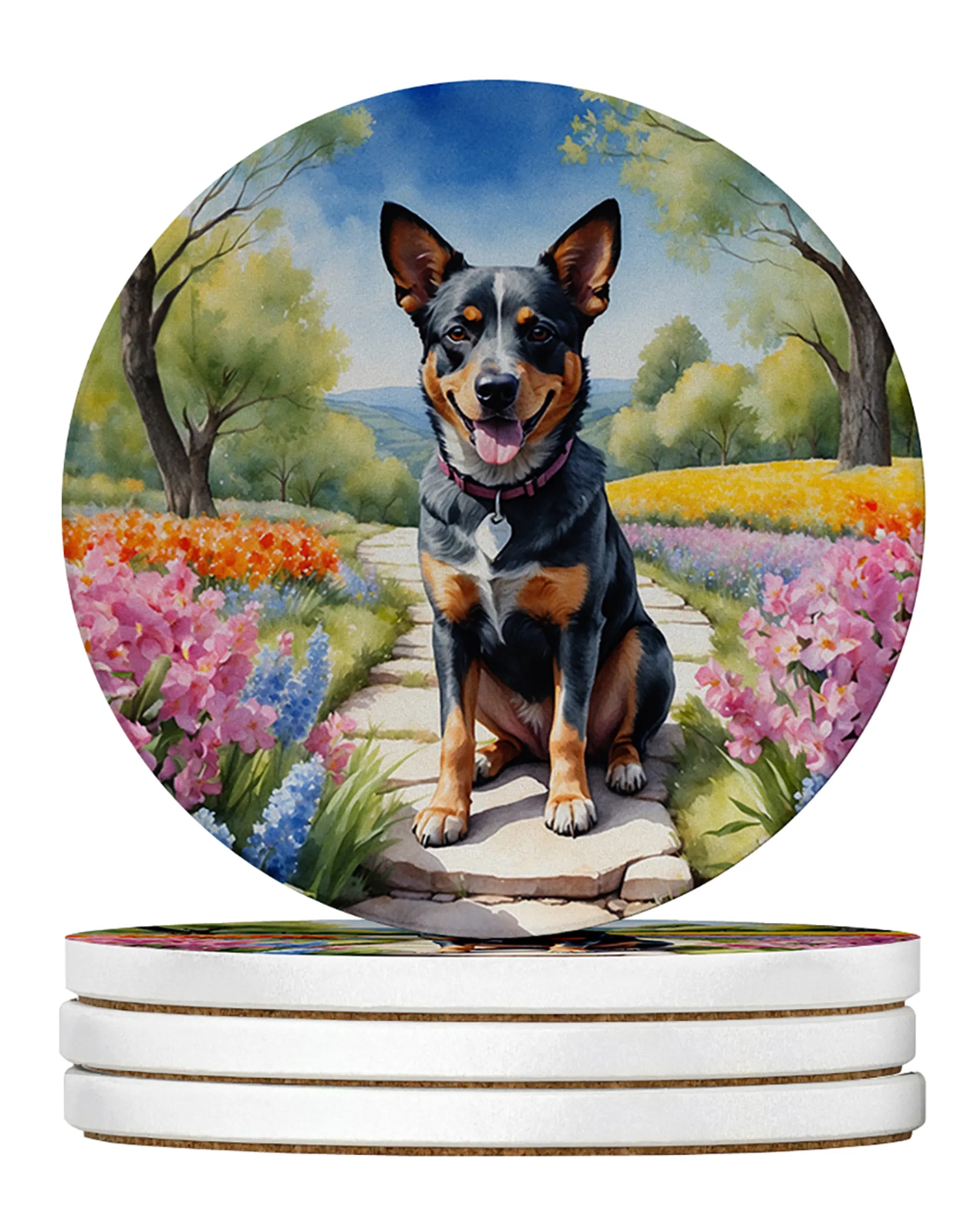 Spring Path Large Sandstone Coasters - Pack of 4 High-Quality Coasters