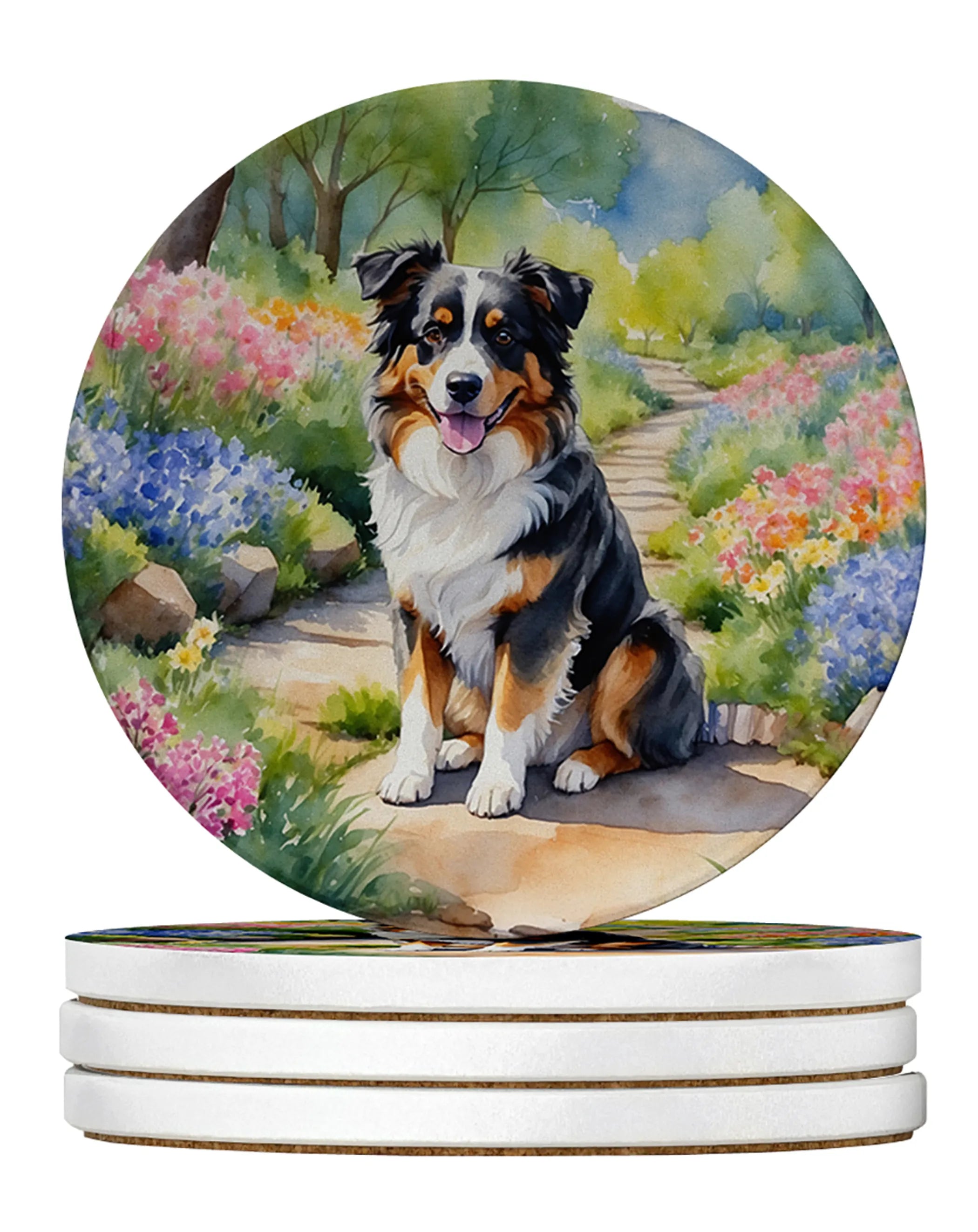 Spring Path Large Sandstone Coasters - Pack of 4 High-Quality Coasters