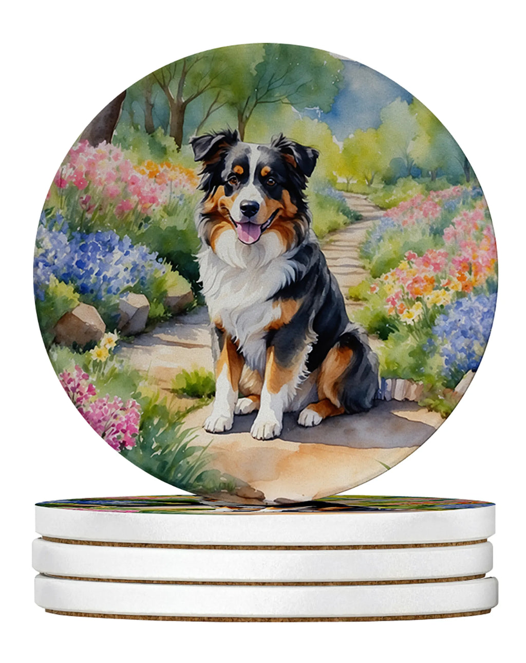 Spring Path Large Sandstone Coasters - Pack of 4 High-Quality Coasters
