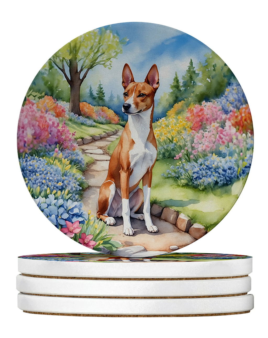 Spring Path Large Sandstone Coasters - Pack of 4 High-Quality Coasters