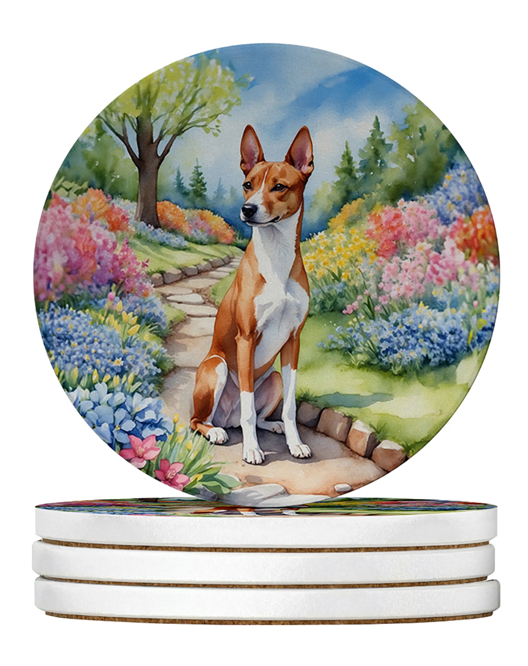 Spring Path Large Sandstone Coasters - Pack of 4 High-Quality Coasters