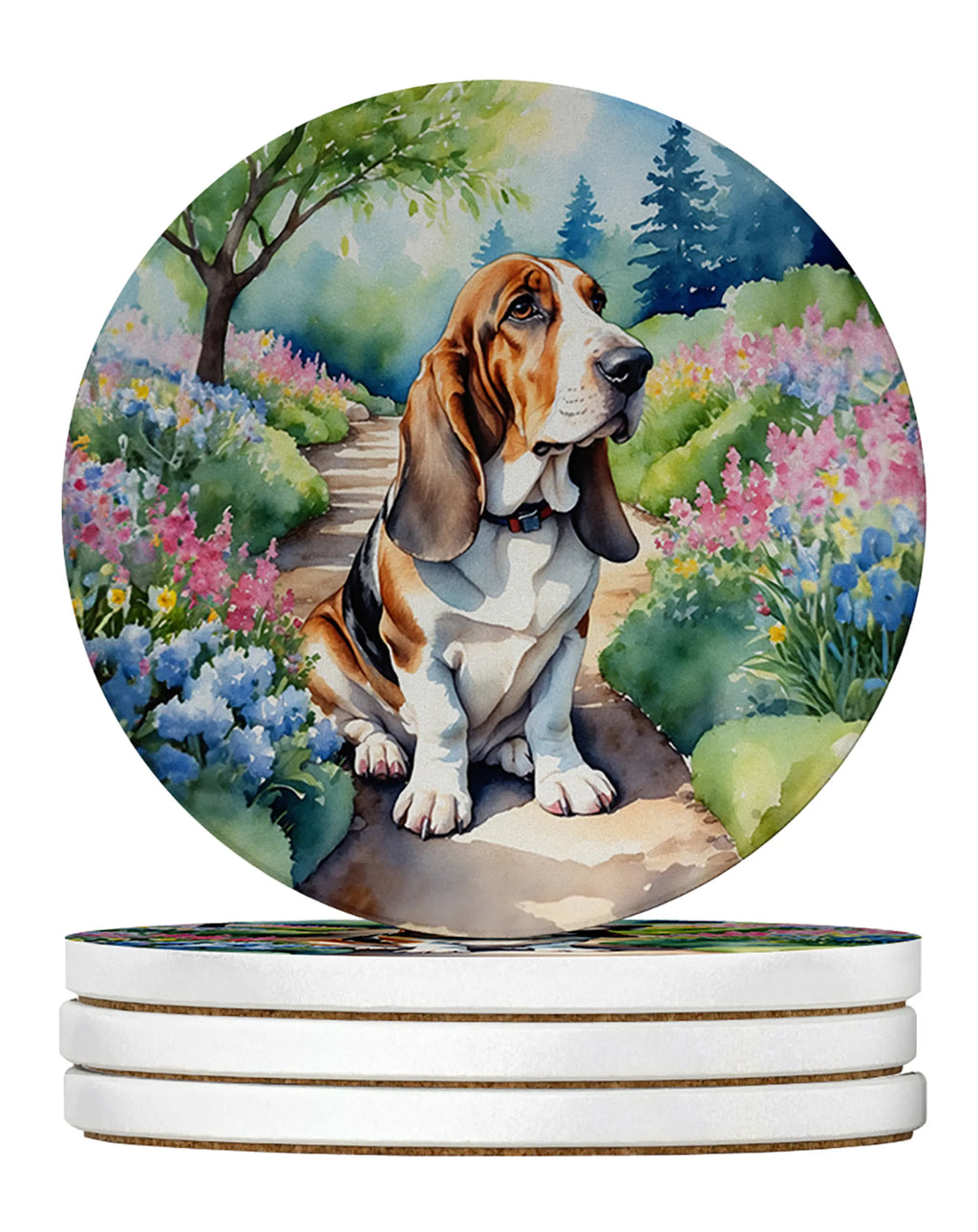 Spring Path Large Sandstone Coasters - Pack of 4 High-Quality Coasters
