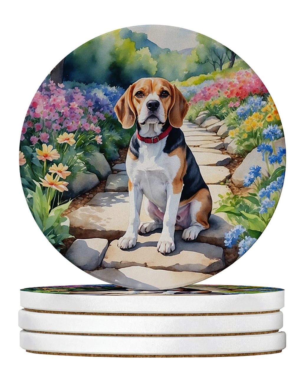 Spring Path Large Sandstone Coasters - Pack of 4 High-Quality Coasters