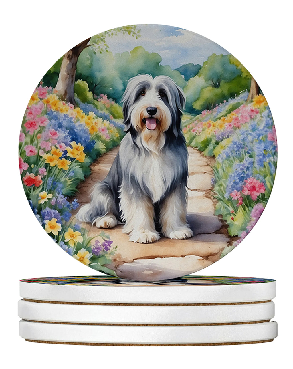Spring Path Large Sandstone Coasters - Pack of 4 High-Quality Coasters